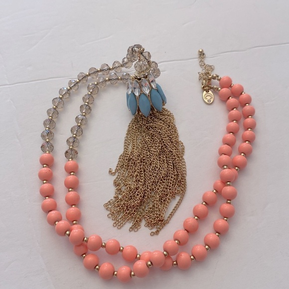 Vintage 70’s beaded long gold tassel pendant necklace crown 👑 style 40”L - Picture 11 of 11